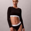 Bralette cu mâneci lungi, ușor căptușită, din bumbac Modal Icon