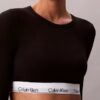 Bralette cu mâneci lungi, ușor căptușită, din bumbac Modal Icon