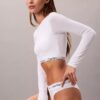 Bralette cu mâneci lungi, ușor căptușită, din bumbac Modal Icon