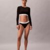 Bralette cu mâneci lungi, ușor căptușită, din bumbac Modal Icon