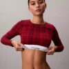Bralette cu mâneci lungi, ușor căptușită, din bumbac Modal Icon