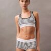 Bralette din bumbac Modal elastic cu nervuri, ușor căptușită