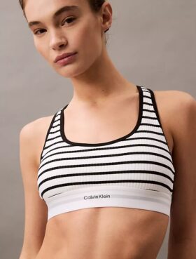 Bralette din bumbac Modal elastic cu nervuri, ușor căptușită