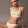 Bralette din bumbac Modal elastic cu nervuri, ușor căptușită