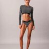 Bralette din bumbac Modal, ușor căptușită, cu mâneci lungi
