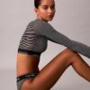 Bralette din bumbac Modal, ușor căptușită, cu mâneci lungi