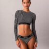 Bralette din bumbac Modal, ușor căptușită, cu mâneci lungi