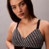Bralette elastică din microfibră cu monogramă grafică, ușor căptușită