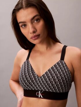 Bralette elastică din microfibră cu monogramă grafică, ușor căptușită
