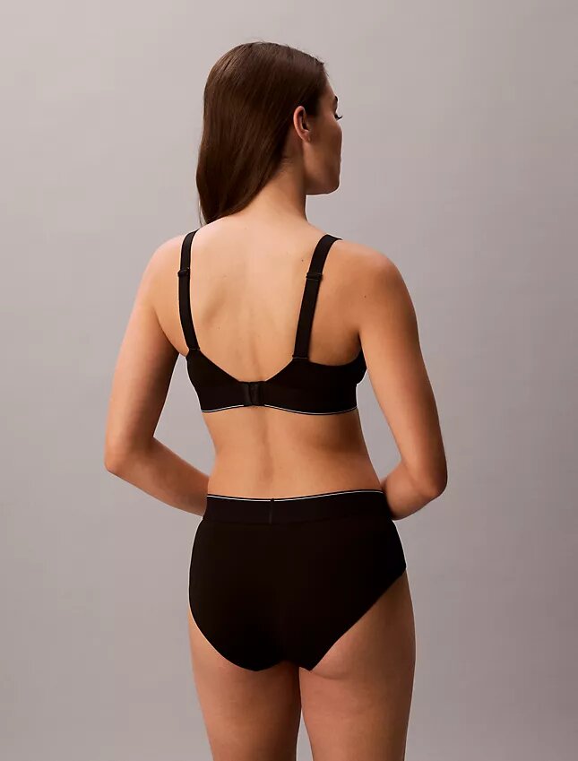 Bralette elastică din microfibră cu monogramă grafică, ușor căptușită Bralette elastică din microfibră cu monogramă grafică, ușor căptușită