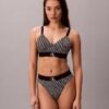 Bralette elastică din microfibră cu monogramă grafică, ușor căptușită