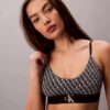 Bralette elastică din microfibră Unlined cu Monogram grafică, fără căptușeală Bralette elastică din microfibră Unlined cu Monogram grafică, fără căptușeală