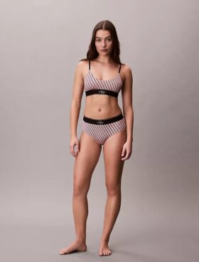 Bralette elastică din microfibră Unlined cu Monogram grafică, fără căptușeală Bralette elastică din microfibră Unlined cu Monogram grafică, fără căptușeală