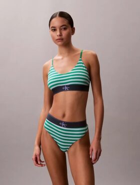 Bralette elastică din microfibră Unlined cu Monogram grafică, fără căptușeală Bralette elastică din microfibră Unlined cu Monogram grafică, fără căptușeală