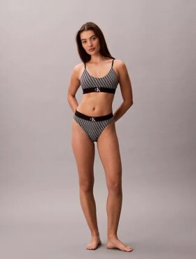 Bralette elastică din microfibră Unlined cu Monogram grafică, fără căptușeală Bralette elastică din microfibră Unlined cu Monogram grafică, fără căptușeală