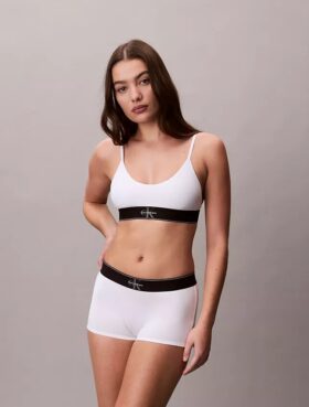 Bralette elastică din microfibră Unlined cu Monogram grafică, fără căptușeală Bralette elastică din microfibră Unlined cu Monogram grafică, fără căptușeală