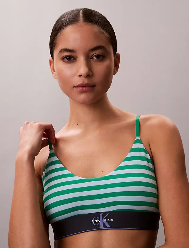 Bralette elastică din microfibră Unlined cu Monogram grafică, fără căptușeală Bralette elastică din microfibră Unlined cu Monogram grafică, fără căptușeală