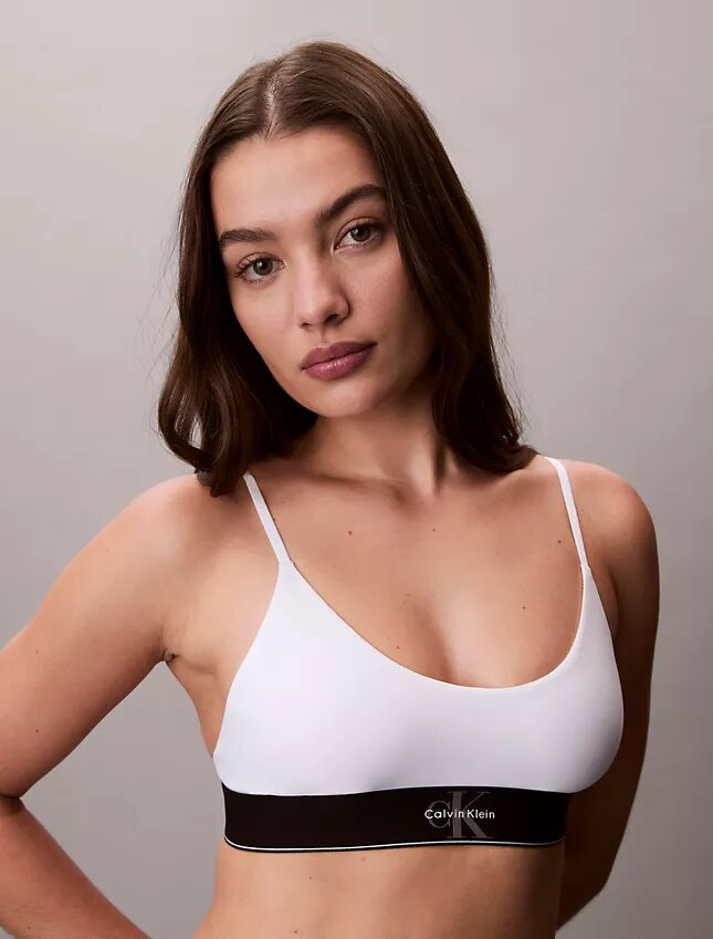 Bralette elastică din microfibră Unlined cu Monogram grafică, fără căptușeală Bralette elastică din microfibră Unlined cu Monogram grafică, fără căptușeală
