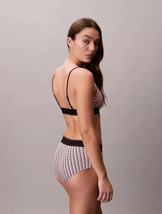 Bralette elastică din microfibră Unlined cu Monogram grafică, fără căptușeală Bralette elastică din microfibră Unlined cu Monogram grafică, fără căptușeală