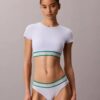 Bralette tip tricou cu dungi din bumbac Modal, ușor căptușită
