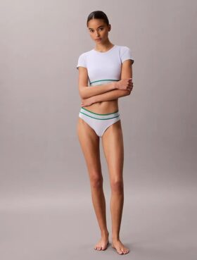 Bralette tip tricou cu dungi din bumbac Modal, ușor căptușită