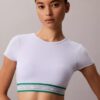 Bralette tip tricou cu dungi din bumbac Modal, ușor căptușită
