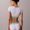 Bralette tip tricou cu dungi din bumbac Modal, ușor căptușită