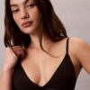 Bralette triunghiulară din bumbac și Modal, cu logo metalic, ușor căptușită