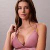 Bralette triunghiulară din bumbac și Modal, cu logo metalic, ușor căptușită