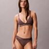 Bralette triunghiulară din bumbac și Modal, cu logo metalic, ușor căptușită