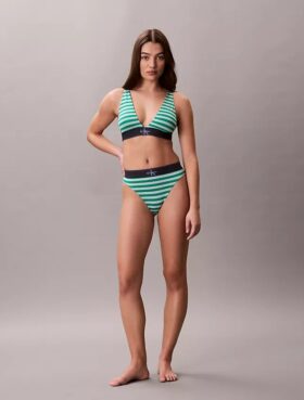 Bralette triunghiulară din microfiber elastic cu monogramă grafică, ușor căptușită Bralette triunghiulară din microfiber elastic cu monogramă grafică, ușor căptușită