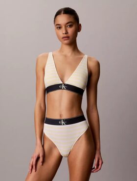 Bralette triunghiulară din microfiber elastic cu monogramă grafică, ușor căptușită