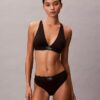 Bralette triunghiulară din microfiber elastic cu monogramă grafică, ușor căptușită