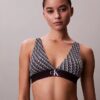 Bralette triunghiulară din microfiber elastic cu monogramă grafică, ușor căptușită