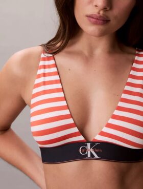 Bralette triunghiulară din microfiber elastic cu monogramă grafică, ușor căptușită Bralette triunghiulară din microfiber elastic cu monogramă grafică, ușor căptușită