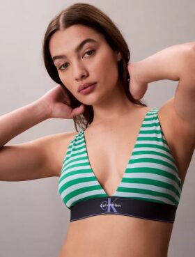Bralette triunghiulară din microfiber elastic cu monogramă grafică, ușor căptușită Bralette triunghiulară din microfiber elastic cu monogramă grafică, ușor căptușită