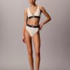 Bralette triunghiulară din microfiber elastic cu monogramă grafică, ușor căptușită