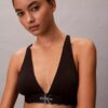 Bralette triunghiulară din microfiber elastic cu monogramă grafică, ușor căptușită