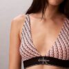 Bralette triunghiulară din microfiber elastic cu monogramă grafică, ușor căptușită