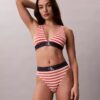 Bralette triunghiulară din microfiber elastic cu monogramă grafică, ușor căptușită