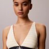 Bralette triunghiulară din microfiber elastic cu monogramă grafică, ușor căptușită