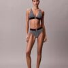Bralette triunghiulară din microfiber elastic cu monogramă grafică, ușor căptușită