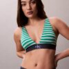 Bralette triunghiulară din microfiber elastic cu monogramă grafică, ușor căptușită
