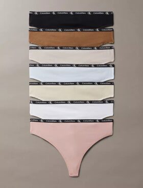 Calvin Klein 1996 Cotton Stretch Thong, pachet de 7 bucăți
