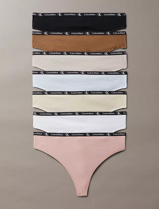 Calvin Klein 1996 Cotton Stretch Thong, pachet de 7 bucăți Calvin Klein 1996 Cotton Stretch Thong, pachet de 7 bucăți