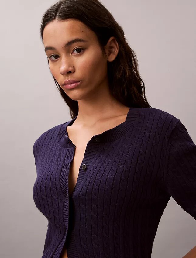 Cardigan cu tricotaj în formă de cablu Cardigan cu tricotaj în formă de cablu
