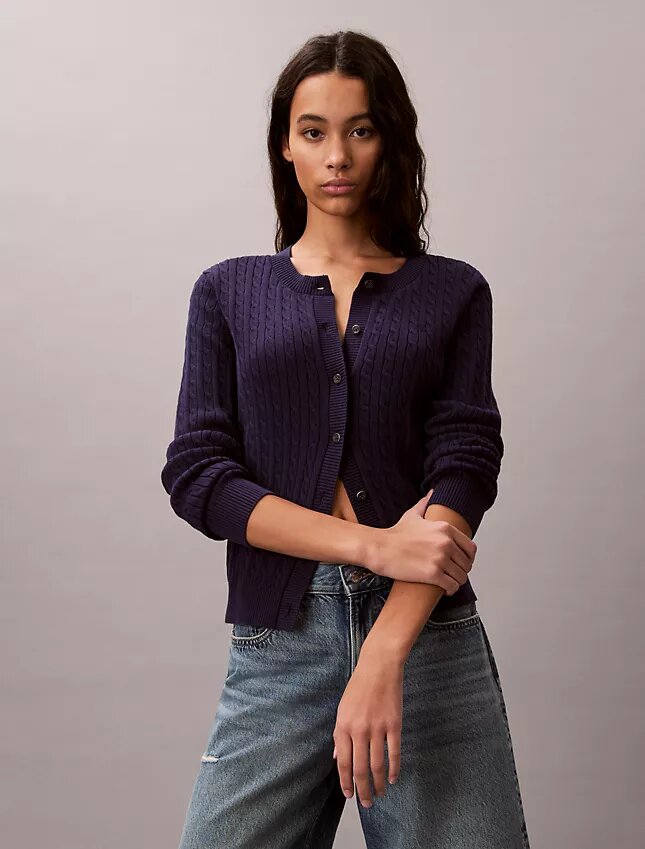 Cardigan cu tricotaj în formă de cablu Cardigan cu tricotaj în formă de cablu