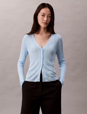 Cardigan din bumbac cu nervuri variate