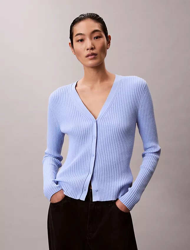 Cardigan din bumbac cu nervuri variate Cardigan din bumbac cu nervuri variate