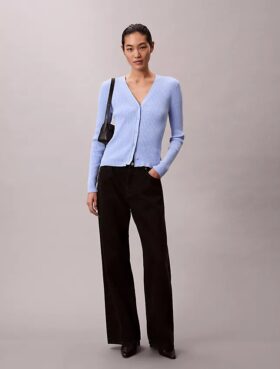 Cardigan din bumbac cu nervuri variate